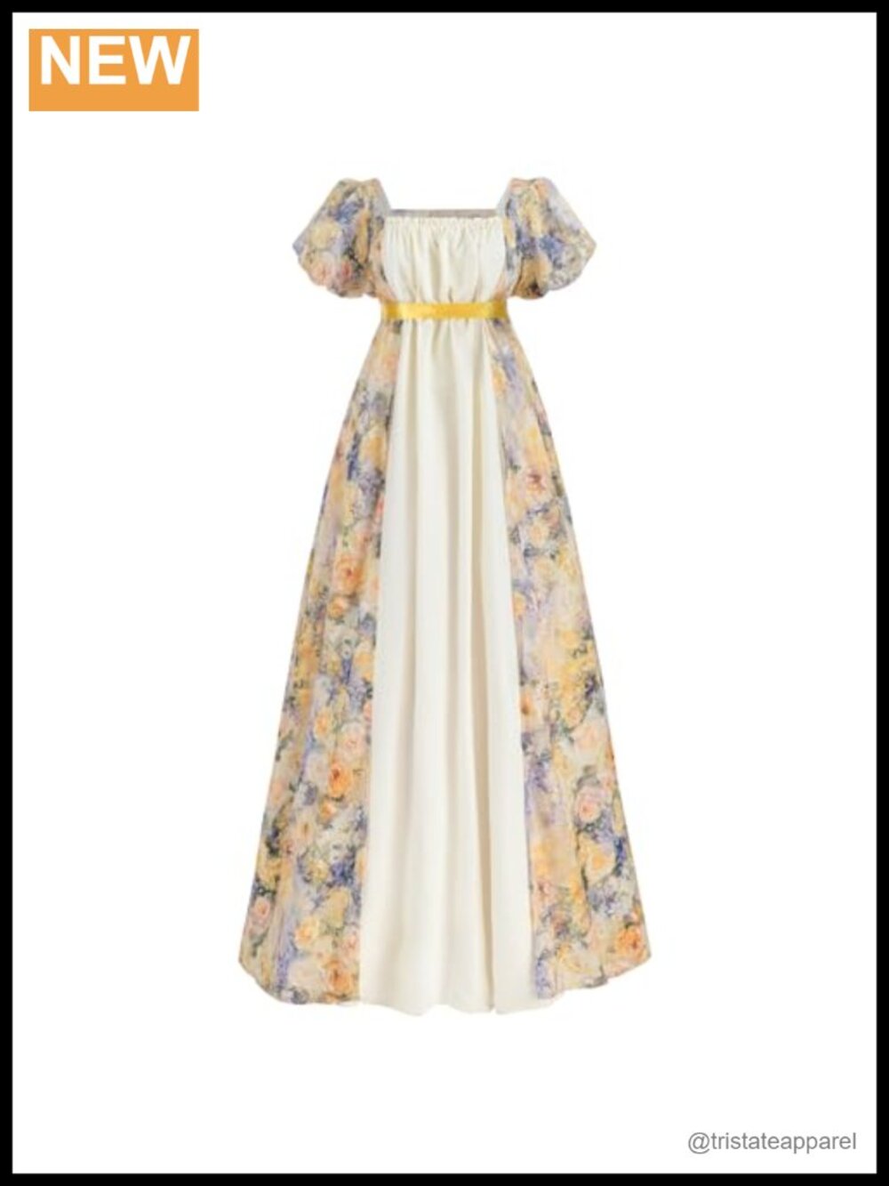 Empire Waist Satin Gown Regency Dress with Sash Chiffon Cotton